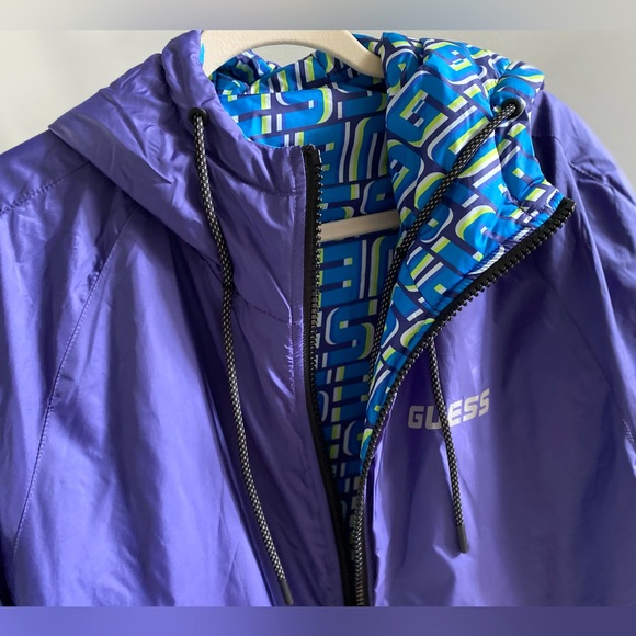 GUESS Eco Elvis ! Reversible ! Logo-Print Puffer Jacket Hooded โจ Size S | logo - Picture 5 of 16